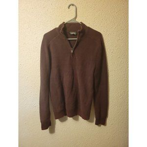 Express Pullover Sweater Ribbed quarter zip Size Large Burgundy